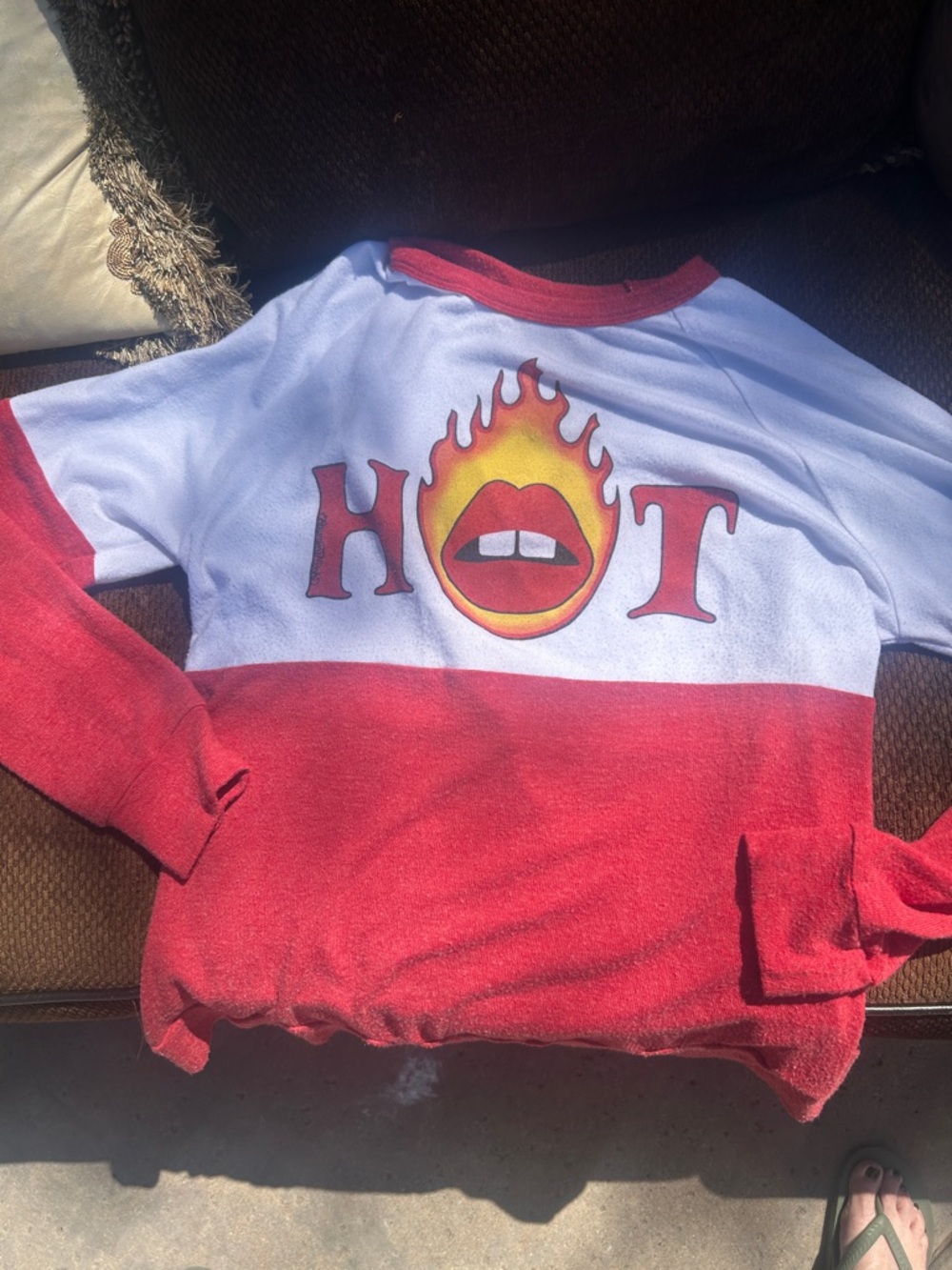 Lauren Moshi HOT Lips Colorblock Sweatshirt - Red & White